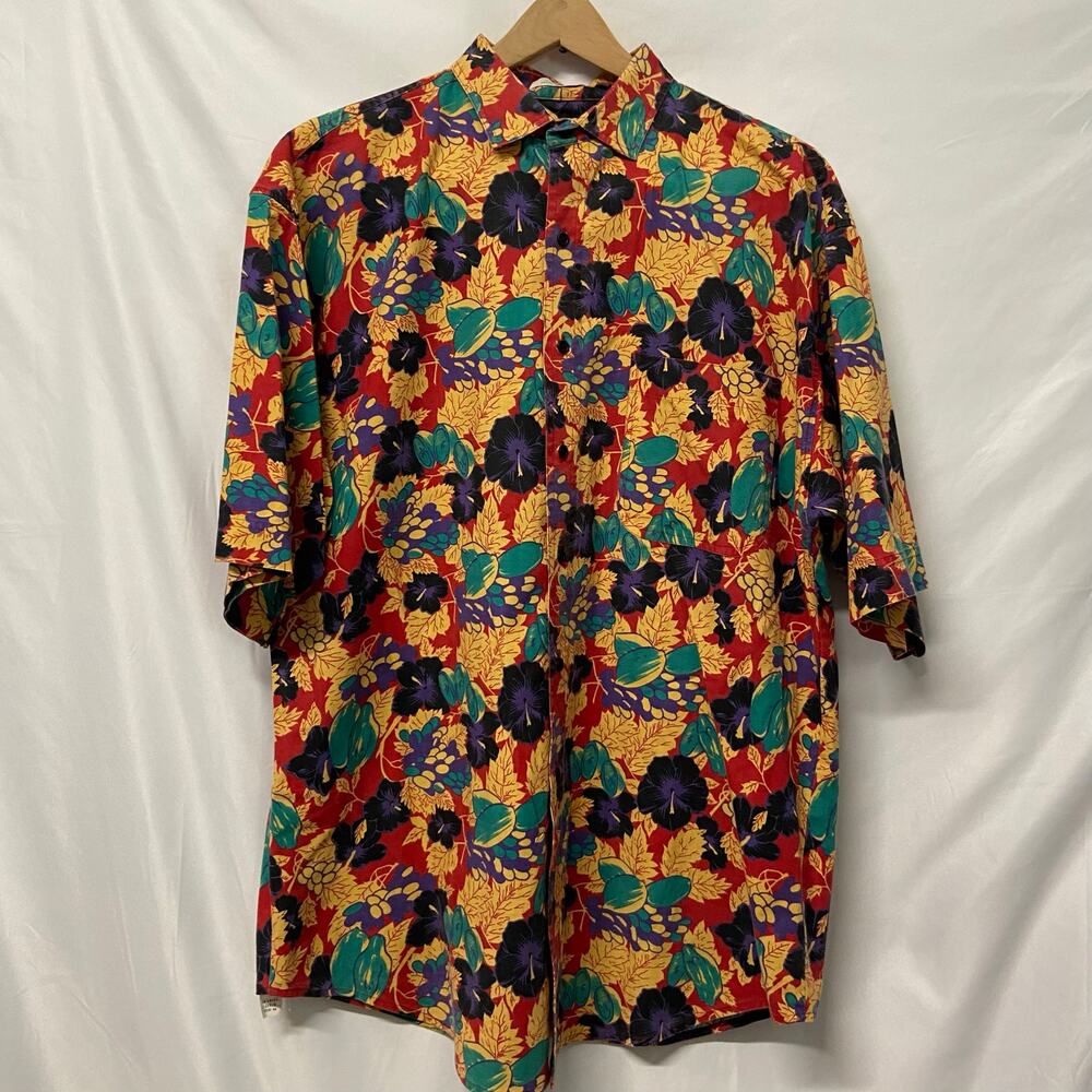 Weekends Only Hawaiian Shirt Cotton Vintage Button Up Size L